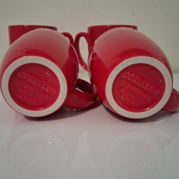 Corelle Coordinates Red Stoneware Coffee Mugs Cups Holds 12 oz. Set of 4, EUC - Picture 7 of 10